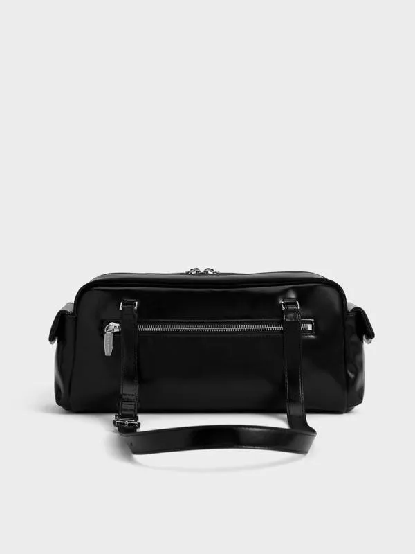 Women Rachel Elongated MultiPocket Shoulder Bag 8211 Noir CHARLES and KEITH Shoulder Bags