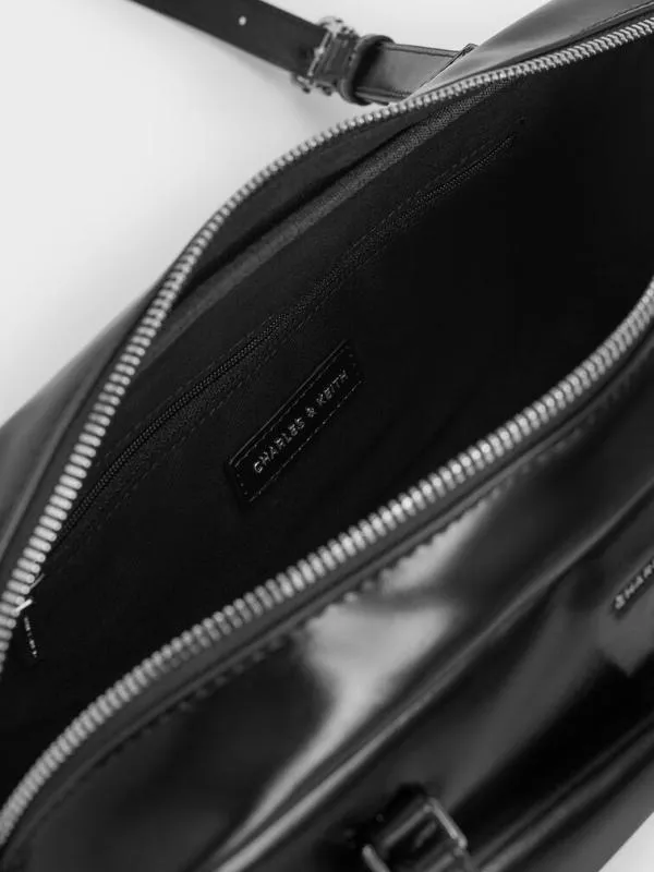 Women Rachel Elongated MultiPocket Shoulder Bag 8211 Noir CHARLES and KEITH Shoulder Bags