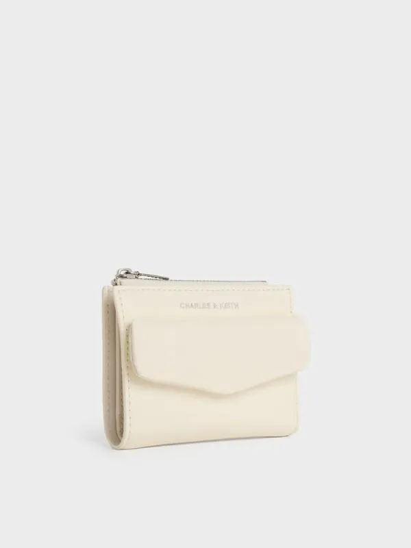 Women Rachel FrontPocket TopZip Wallet 8211 Cream CHARLES and KEITH Small Wallets