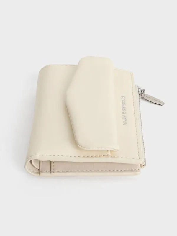 Women Rachel FrontPocket TopZip Wallet 8211 Cream CHARLES and KEITH Small Wallets