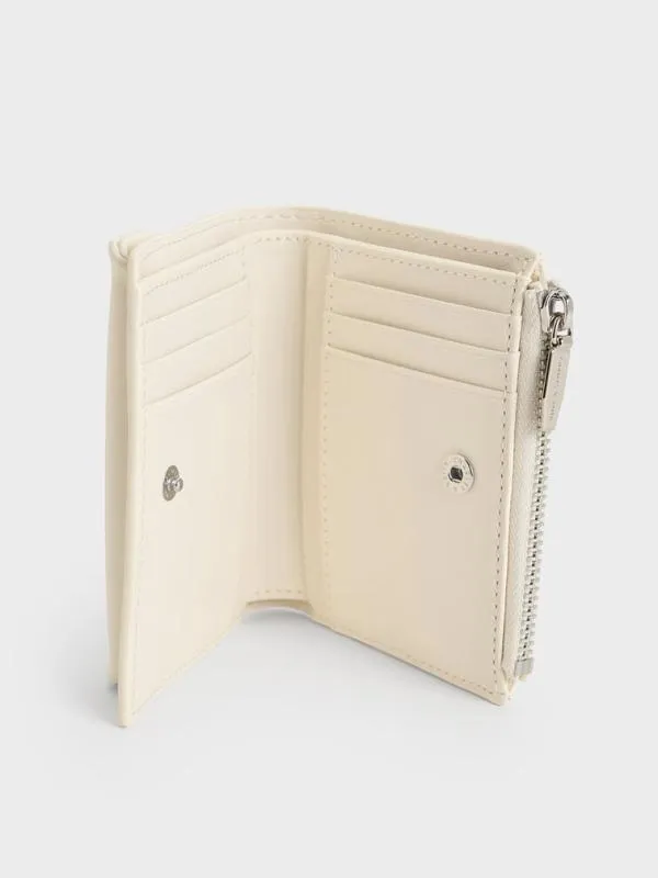 Women Rachel FrontPocket TopZip Wallet 8211 Cream CHARLES and KEITH Small Wallets