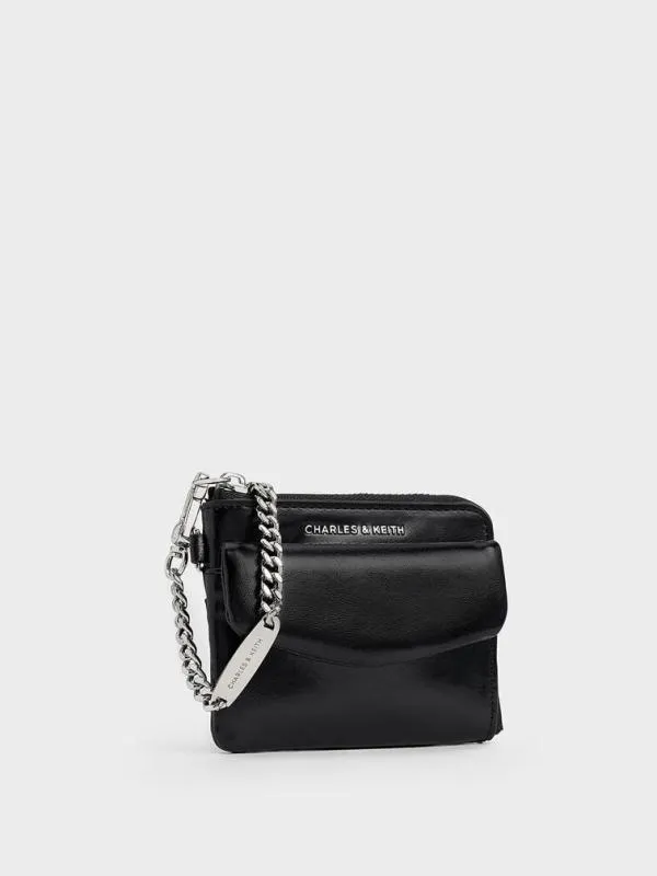 Women Rachel FrontPocket ZipAround Wallet 8211 Noir CHARLES and KEITH Card Holders