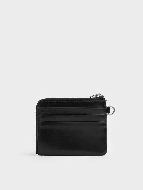 Women Rachel FrontPocket ZipAround Wallet 8211 Noir CHARLES and KEITH Card Holders