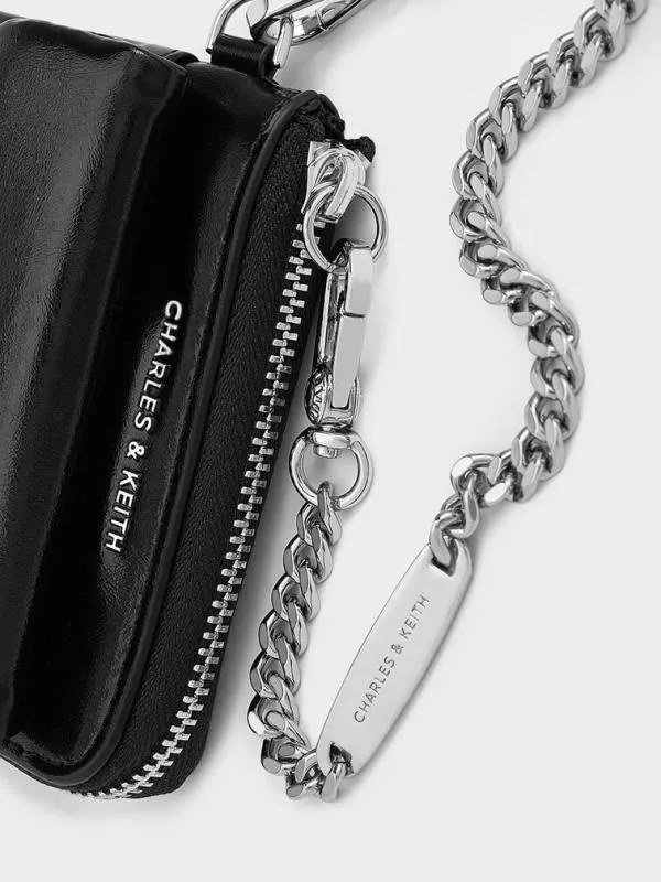Women Rachel FrontPocket ZipAround Wallet 8211 Noir CHARLES and KEITH Card Holders
