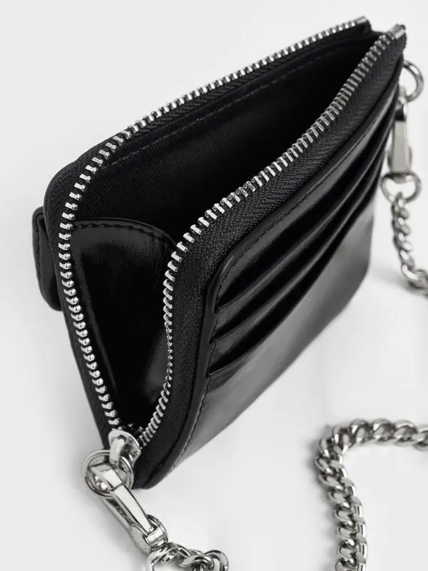 Women Rachel FrontPocket ZipAround Wallet 8211 Noir CHARLES and KEITH Card Holders