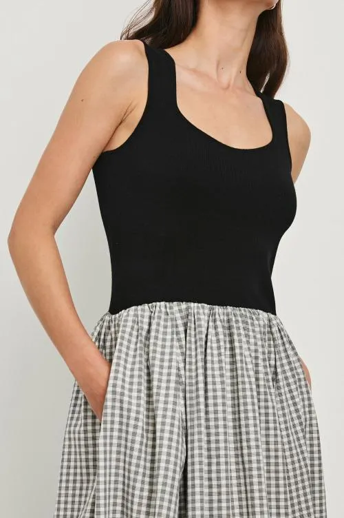 Women Rails Dresses and Rompers Rosalind Dress Ivory Jet Gingham Black Women Rails Dresses and Rompers Rosalind Dress Ivory Jet Gingham Black