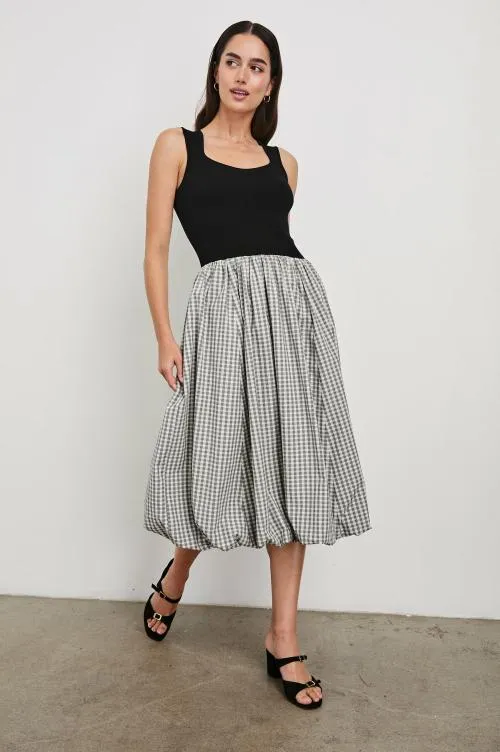 Women Rails Dresses and Rompers Rosalind Dress Ivory Jet Gingham Black Women Rails Dresses and Rompers Rosalind Dress Ivory Jet Gingham Black
