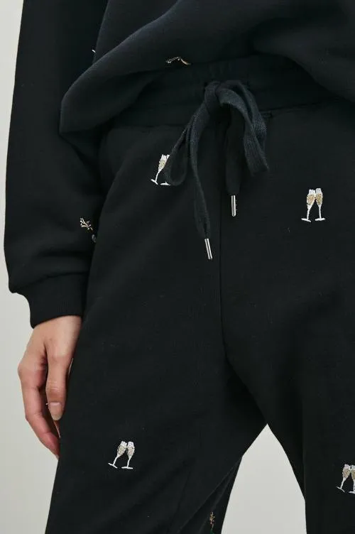 Women Rails Sleepwear and Lounge Kingston Pant Black Champagne Embroidery