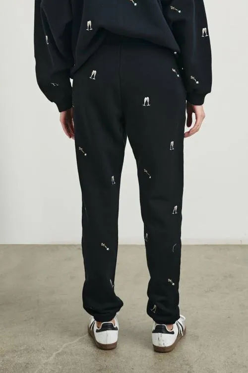 Women Rails Sleepwear and Lounge Kingston Pant Black Champagne Embroidery