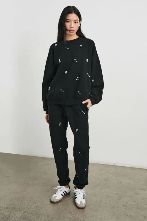 Women Rails Sleepwear and Lounge Kingston Pant Black Champagne Embroidery