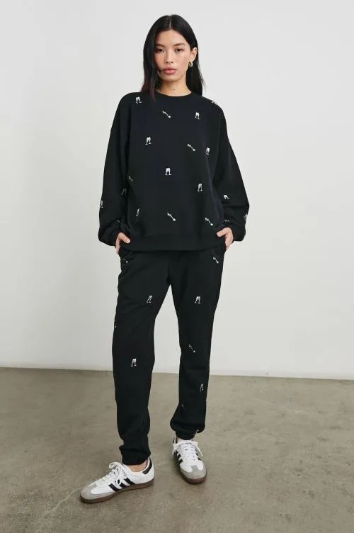 Women Rails Sleepwear and Lounge Kingston Pant Black Champagne Embroidery