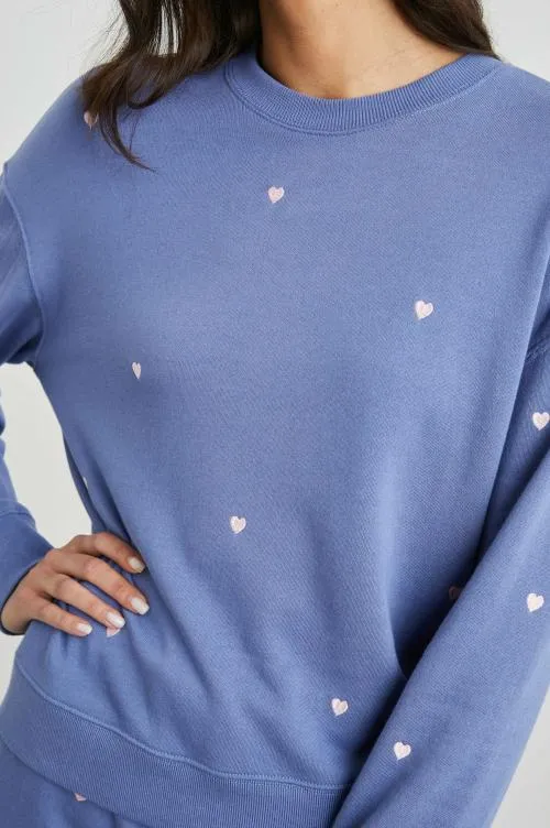 Women Rails Sleepwear and Lounge Ramona Sweatshirt Pink Periwinkle Hearts Embroidery Women Rails Sleepwear and Lounge Ramona Sweatshirt Pink Periwinkle Hearts Embroidery