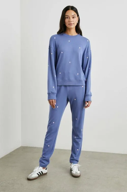 Women Rails Sleepwear and Lounge Ramona Sweatshirt Pink Periwinkle Hearts Embroidery Women Rails Sleepwear and Lounge Ramona Sweatshirt Pink Periwinkle Hearts Embroidery