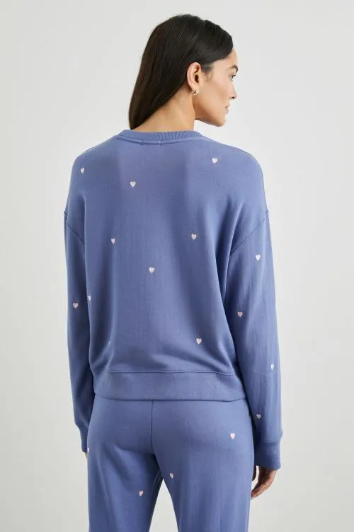 Women Rails Sleepwear and Lounge Ramona Sweatshirt Pink Periwinkle Hearts Embroidery Women Rails Sleepwear and Lounge Ramona Sweatshirt Pink Periwinkle Hearts Embroidery