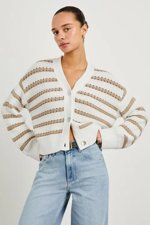Women Rails Sweaters Geneva Cardigan Ivory Oat Stripe