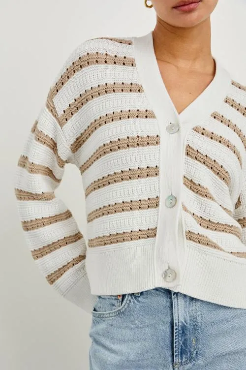 Women Rails Sweaters Geneva Cardigan Ivory Oat Stripe