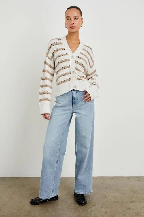 Women Rails Sweaters Geneva Cardigan Ivory Oat Stripe