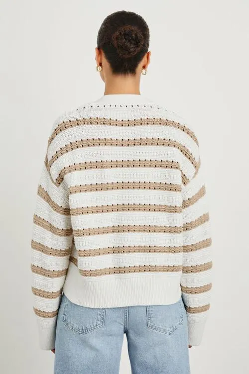 Women Rails Sweaters Geneva Cardigan Ivory Oat Stripe