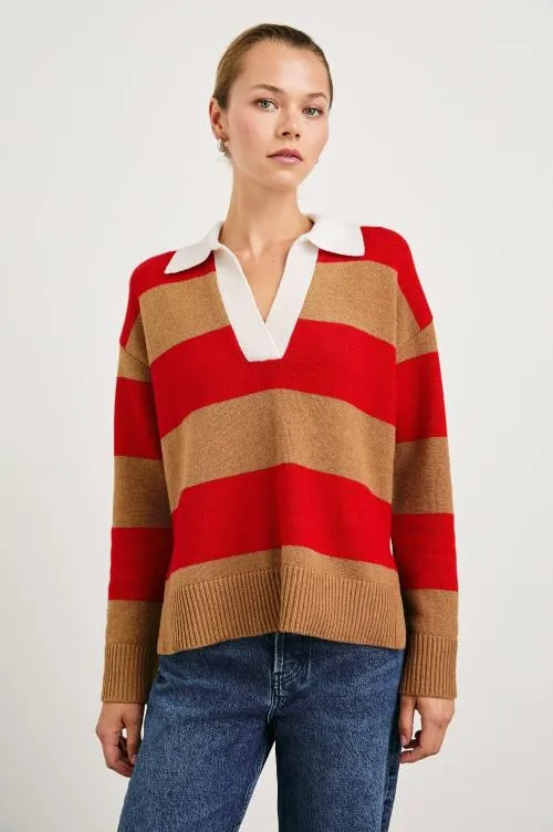 Women Rails Sweaters Harris Sweater Cherry Camel Stripe