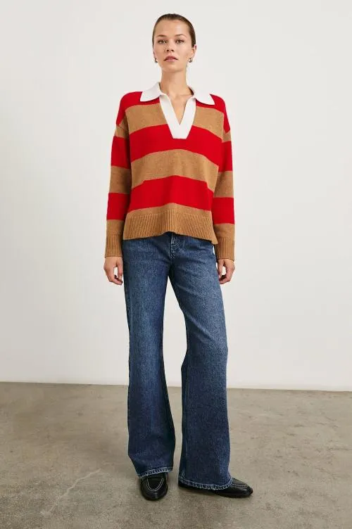 Women Rails Sweaters Harris Sweater Cherry Camel Stripe Women Rails Sweaters Harris Sweater Cherry Camel Stripe