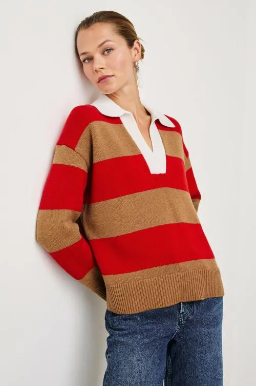 Women Rails Sweaters Harris Sweater Cherry Camel Stripe Women Rails Sweaters Harris Sweater Cherry Camel Stripe