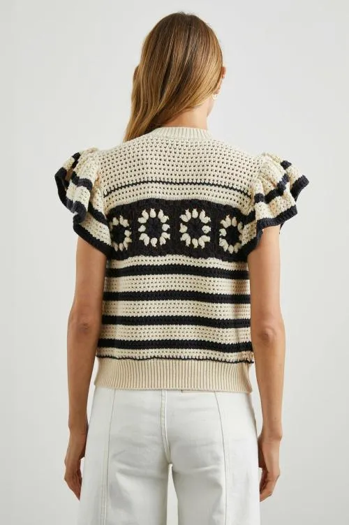 Women Rails Sweaters Penelope Top Oat Navy Crochet Stripe Women Rails Sweaters Penelope Top Oat Navy Crochet Stripe