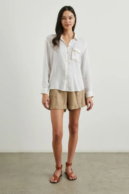 Women Rails Tops Charli Shirt White Blanket Stitch Women Rails Tops Charli Shirt White Blanket Stitch