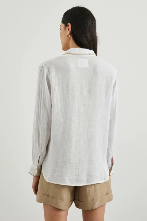Women Rails Tops Charli Shirt White Blanket Stitch Women Rails Tops Charli Shirt White Blanket Stitch