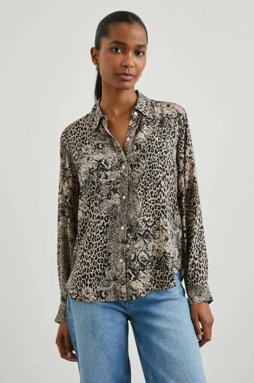 Women Rails Tops Josephine Shirt Taupe Mixed Animal