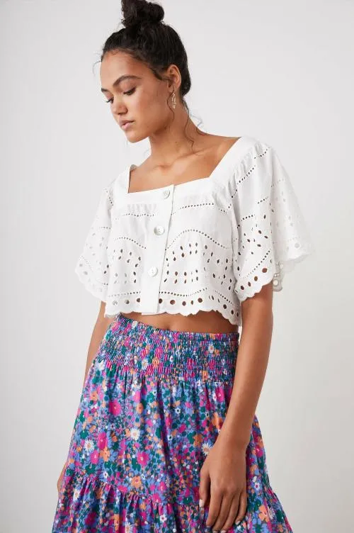 Women Rails Tops Kit Top White Eyelet Embroidery