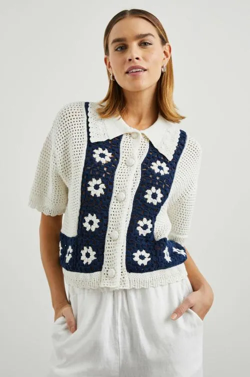 Women Rails Tops Milan Top Navy Crochet Daisies