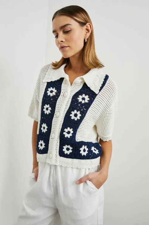 Women Rails Tops Milan Top Navy Crochet Daisies Women Rails Tops Milan Top Navy Crochet Daisies
