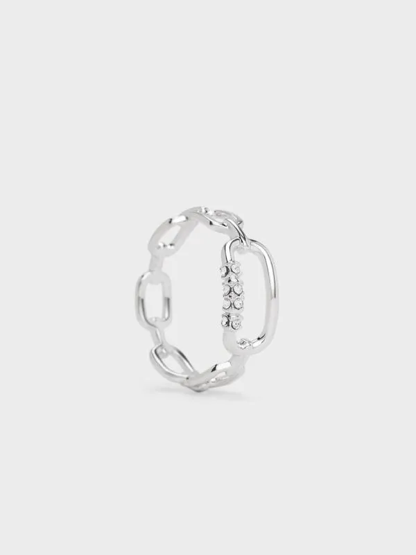 Women Reagan Crystal ChainLink Ring 8211 Silver CHARLES and KEITH Rings Women Reagan Crystal ChainLink Ring 8211 Silver CHARLES and KEITH Rings