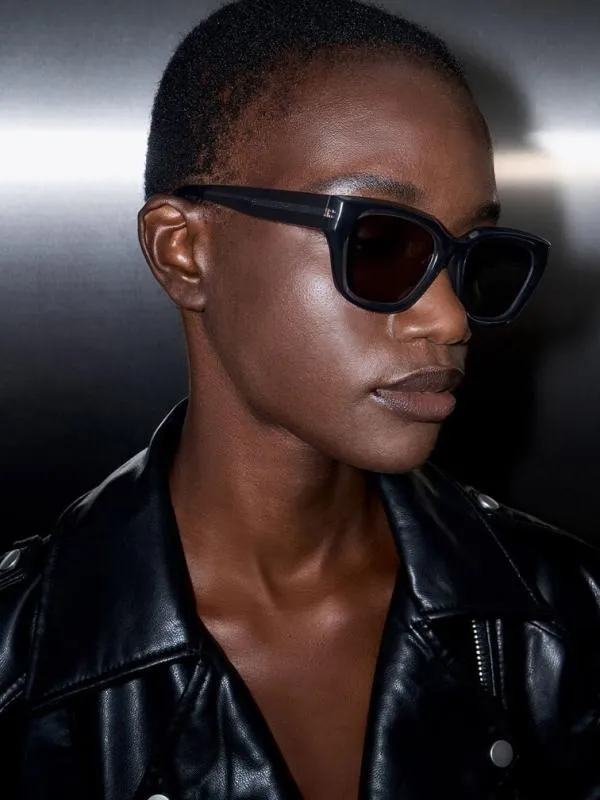 Women Recycled Acetate CatEye Sunglasses 8211 Navy CHARLES and KEITH Cateye