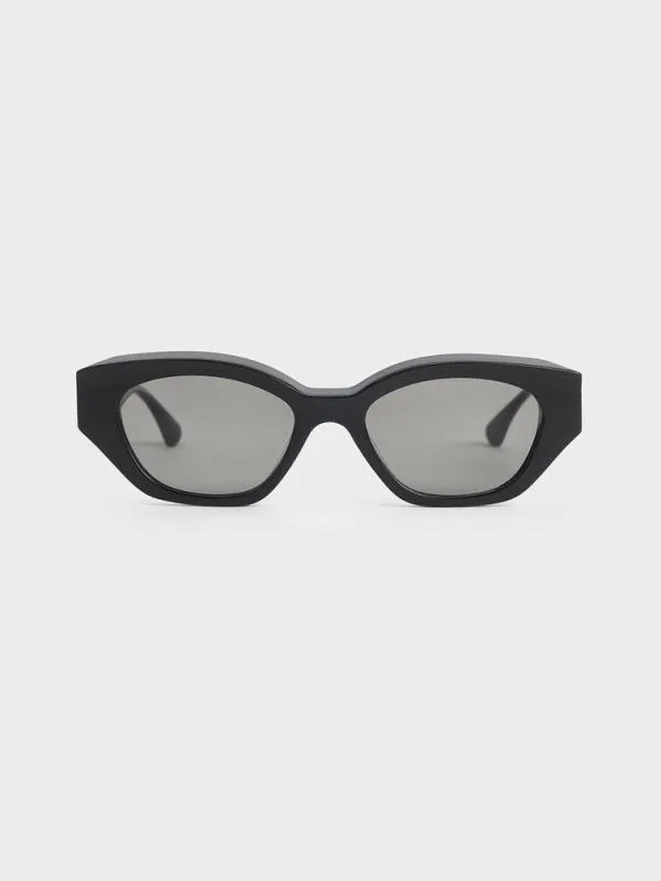 Women Recycled Acetate Sculptural CatEye Sunglasses 8211 Noir CHARLES and KEITH Cateye