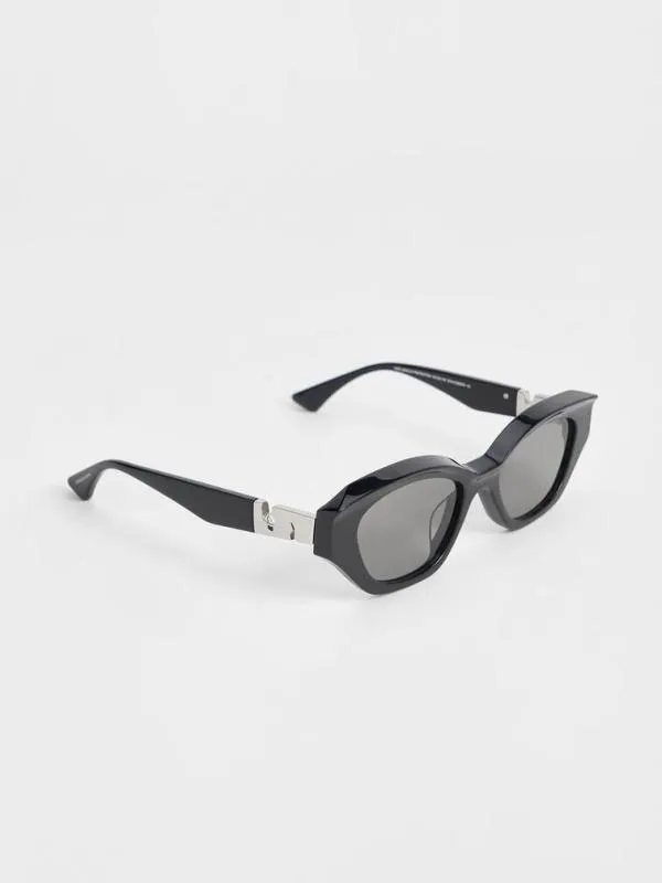 Women Recycled Acetate Sculptural CatEye Sunglasses 8211 Noir CHARLES and KEITH Cateye