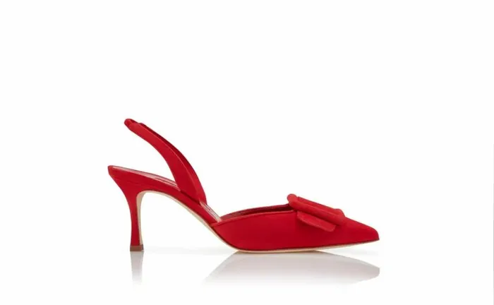 Women Red Suede Slingback Pumps Manolo Blahnik Pumps