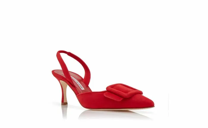 Women Red Suede Slingback Pumps Manolo Blahnik Pumps