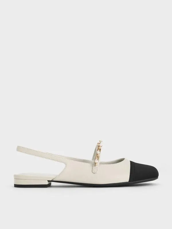 Women Rio Beaded ChainLink Slingback Flats 8211 Chalk CHARLES and KEITH Ballet Flats Women Rio Beaded ChainLink Slingback Flats 8211 Chalk CHARLES and KEITH Ballet Flats