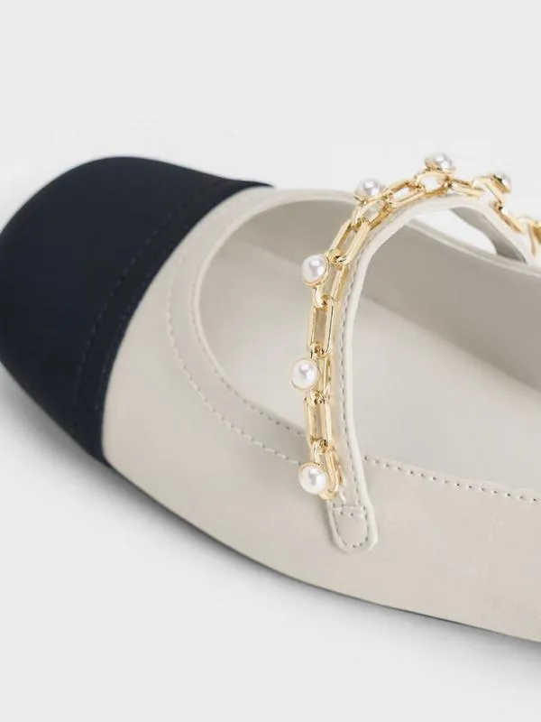 Women Rio Beaded ChainLink Slingback Flats 8211 Chalk CHARLES and KEITH Ballet Flats
