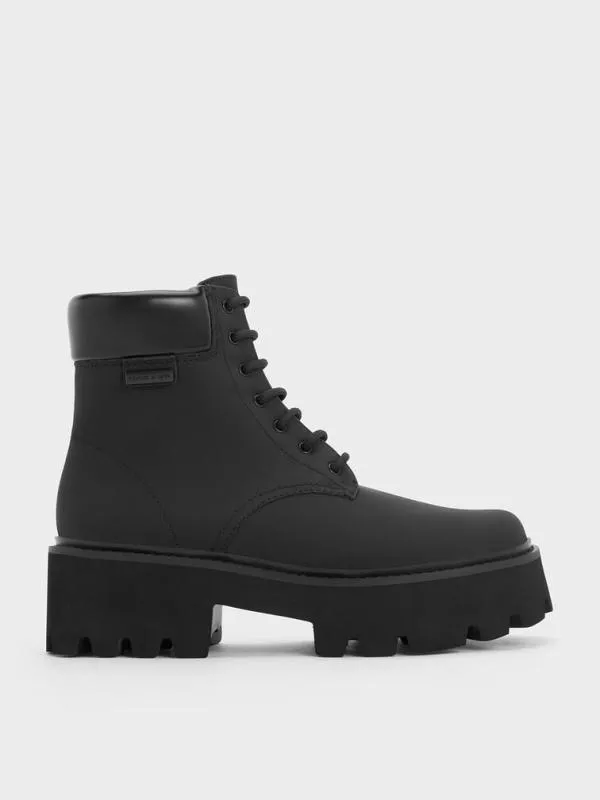 Women Ripley Ridged Sole Ankle Boots 8211 Black CHARLES and KEITH Boots