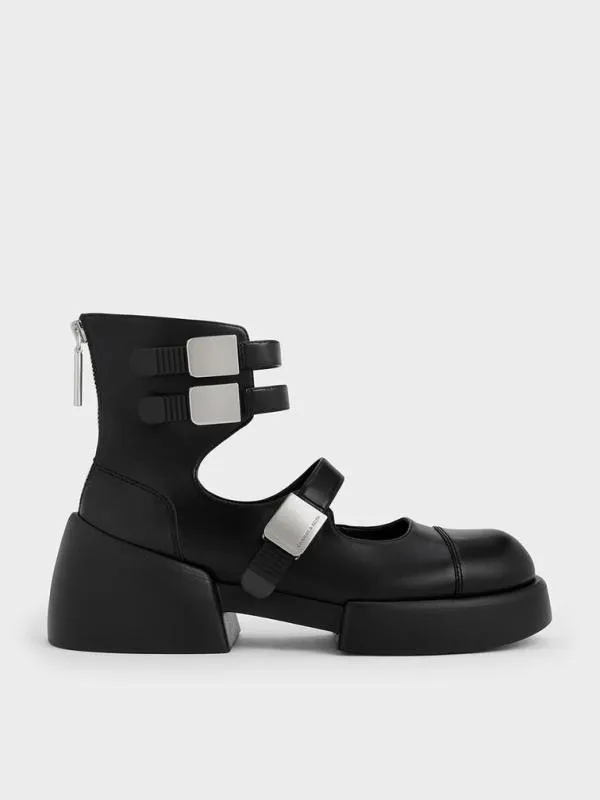 Women Robbie AnkleStrap Mary Jane Boots 8211 Black CHARLES and KEITH Boots