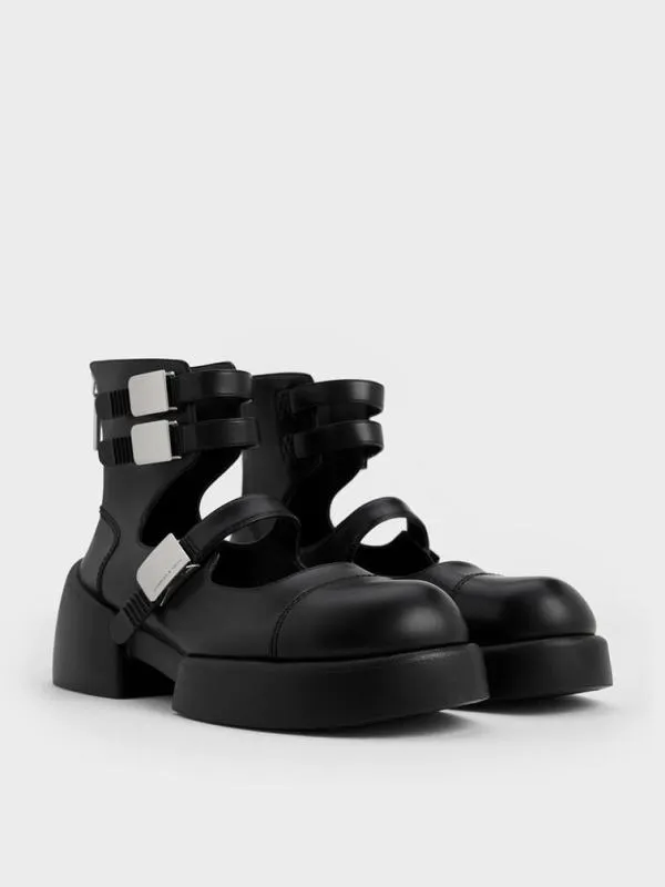 Women Robbie AnkleStrap Mary Jane Boots 8211 Black CHARLES and KEITH Boots