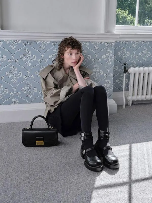 Women Robbie AnkleStrap Mary Jane Boots 8211 Black CHARLES and KEITH Boots