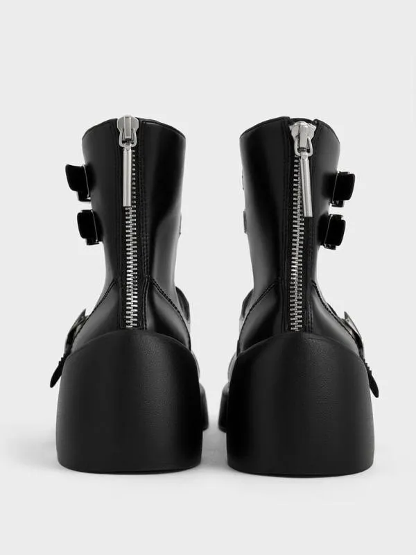 Women Robbie AnkleStrap Mary Jane Boots 8211 Black CHARLES and KEITH Boots