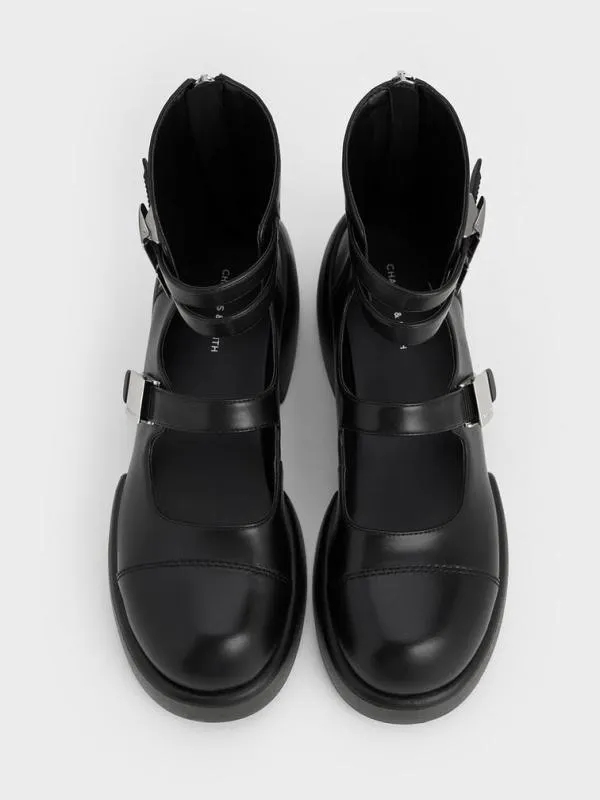 Women Robbie AnkleStrap Mary Jane Boots 8211 Black CHARLES and KEITH Boots