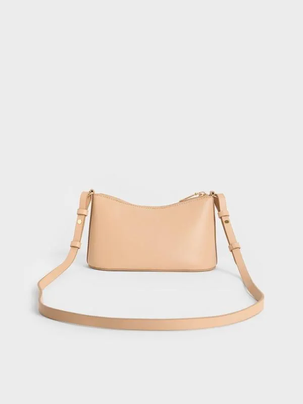 Women Robyn Elongated ChainHandle Bag 8211 Beige CHARLES and KEITH Crossbody Bags