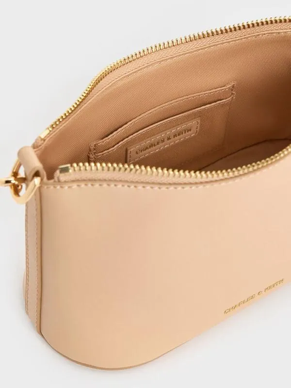 Women Robyn Elongated ChainHandle Bag 8211 Beige CHARLES and KEITH Crossbody Bags
