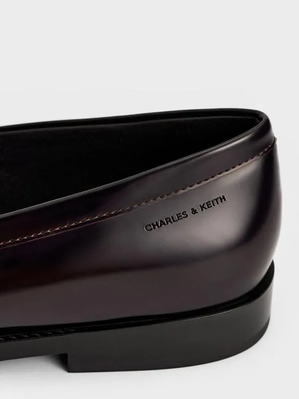 Women Ruched Penny Loafers 8211 Burgundy CHARLES and KEITH Flats