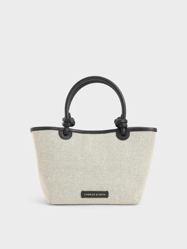 Women Sabine Canvas KnottedHandle Tote Bag 8211 Black CHARLES and KEITH Tote Bags Women Sabine Canvas KnottedHandle Tote Bag 8211 Black CHARLES and KEITH Tote Bags